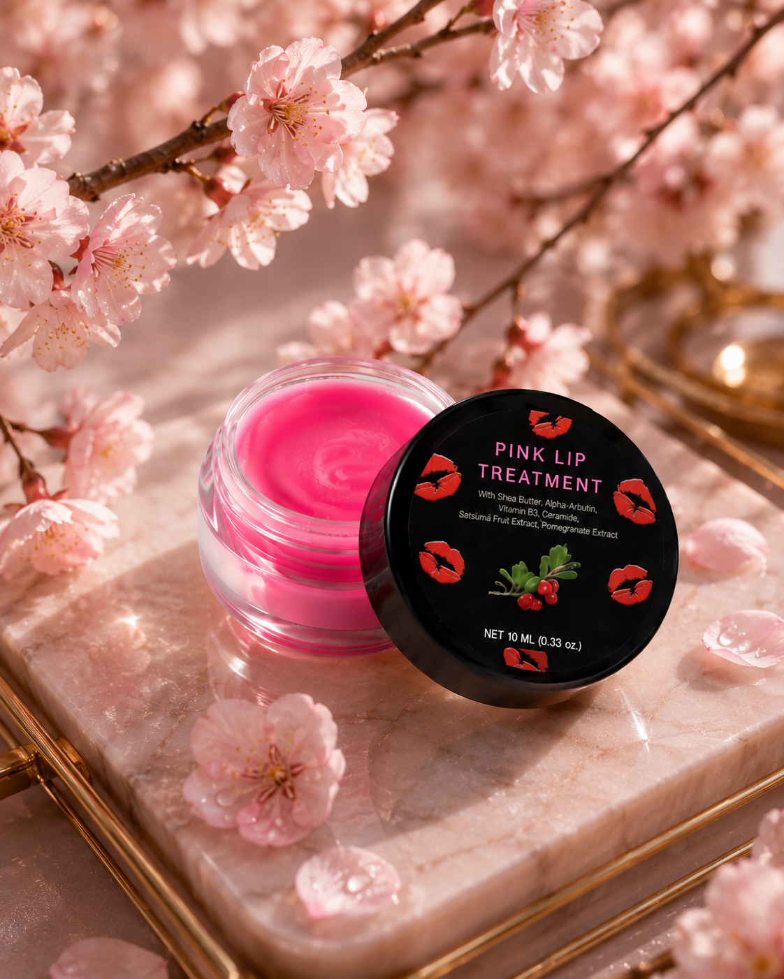 Pink Lip Lightening Treatment Cream with Shea Butter, Alpha-Arbutin & Vitamin B3