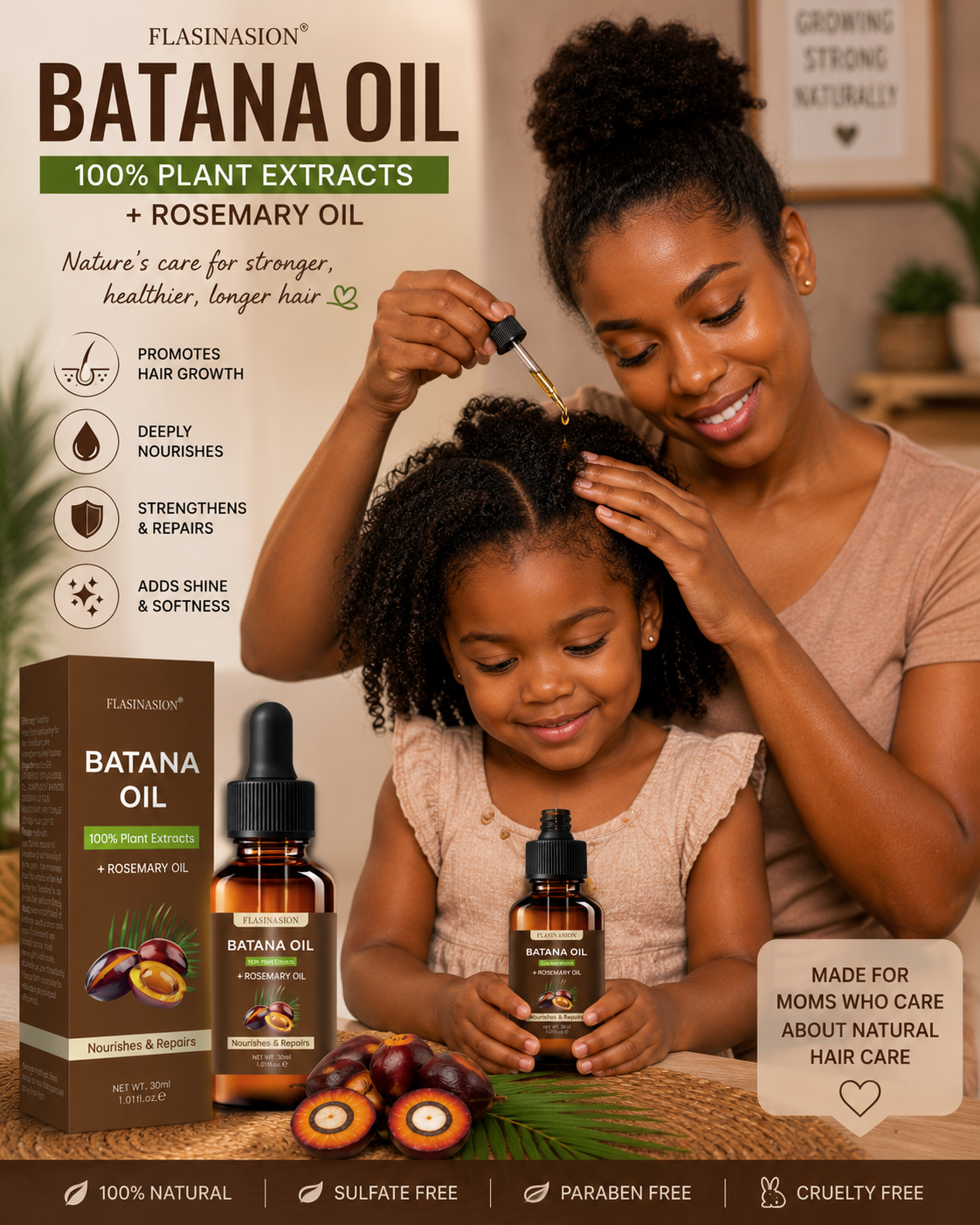 100% Organic Batana Hair Growth Oil with Rosemary 30ml