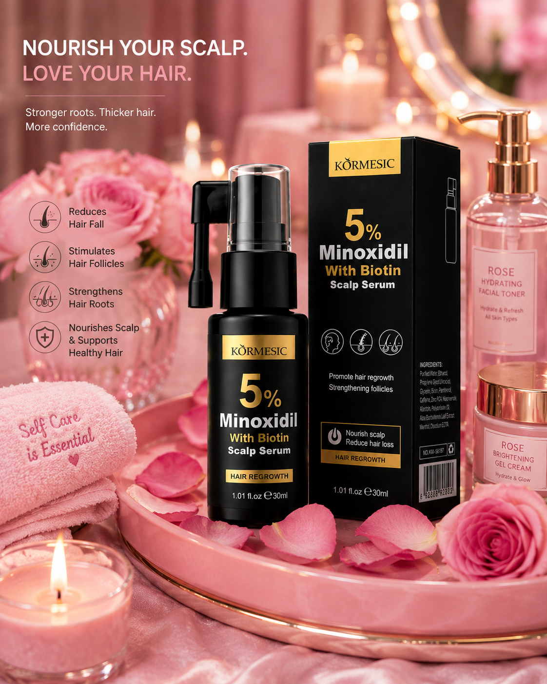 Kormesic 5% Minoxidil With Biotin – Advanced Hair Regrowth Scalp Serum