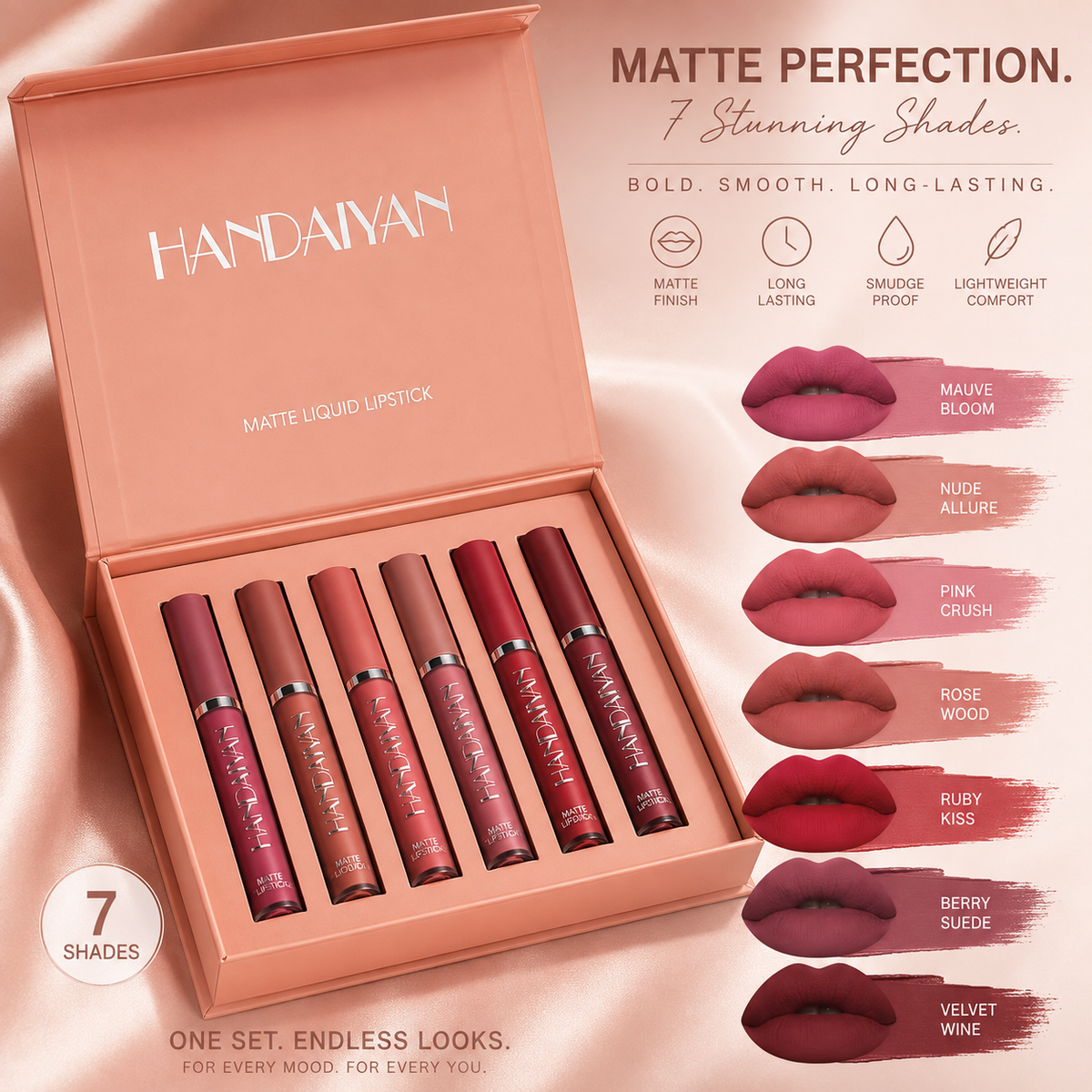 6pc Handaiyan Matte Lipstick Set A