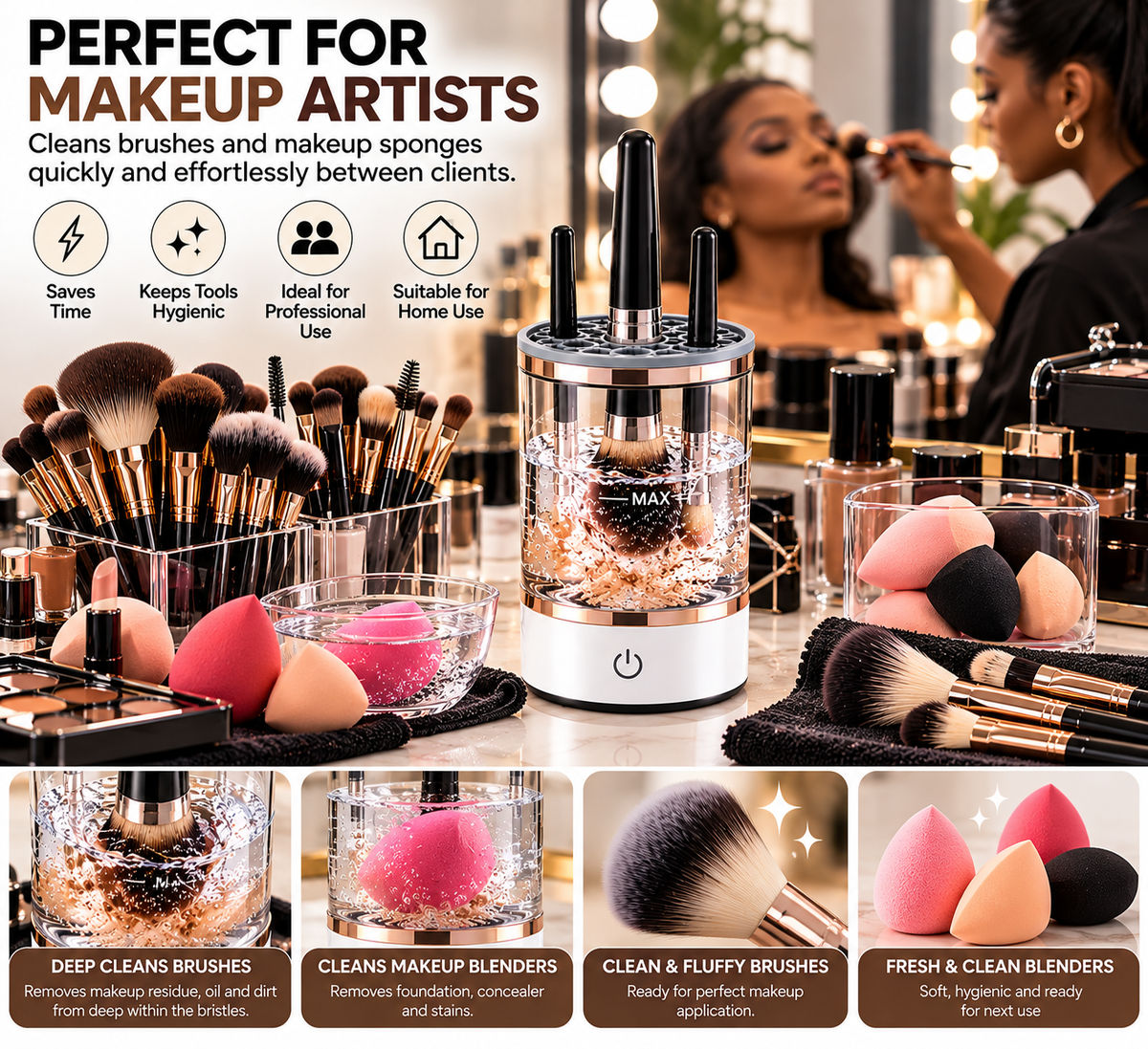 Automatic Makeup Brush &amp; Beauty Blender Cleaner