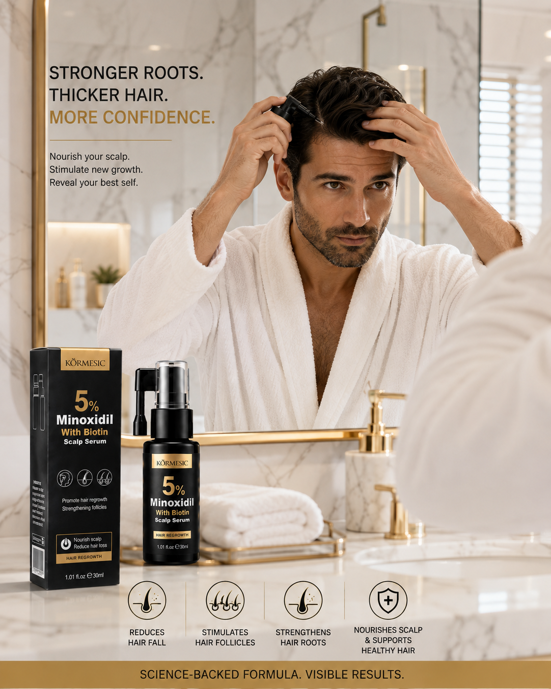 Kormesic 5% Minoxidil With Biotin – Advanced Hair Regrowth Scalp Serum