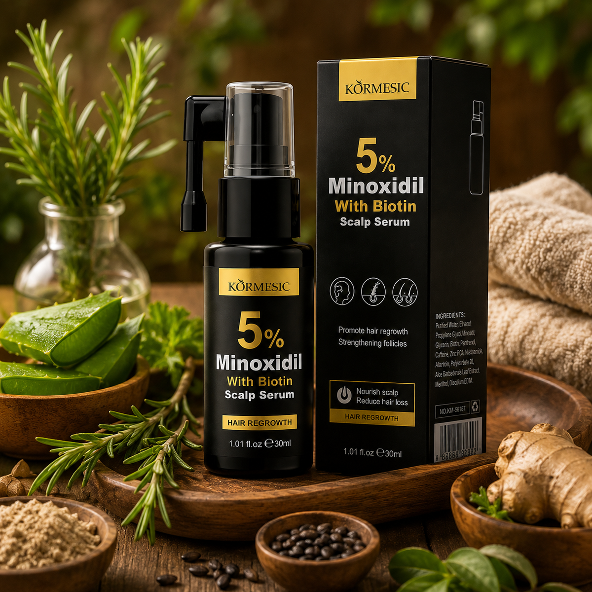 Kormesic 5% Minoxidil With Biotin – Advanced Hair Regrowth Scalp Serum