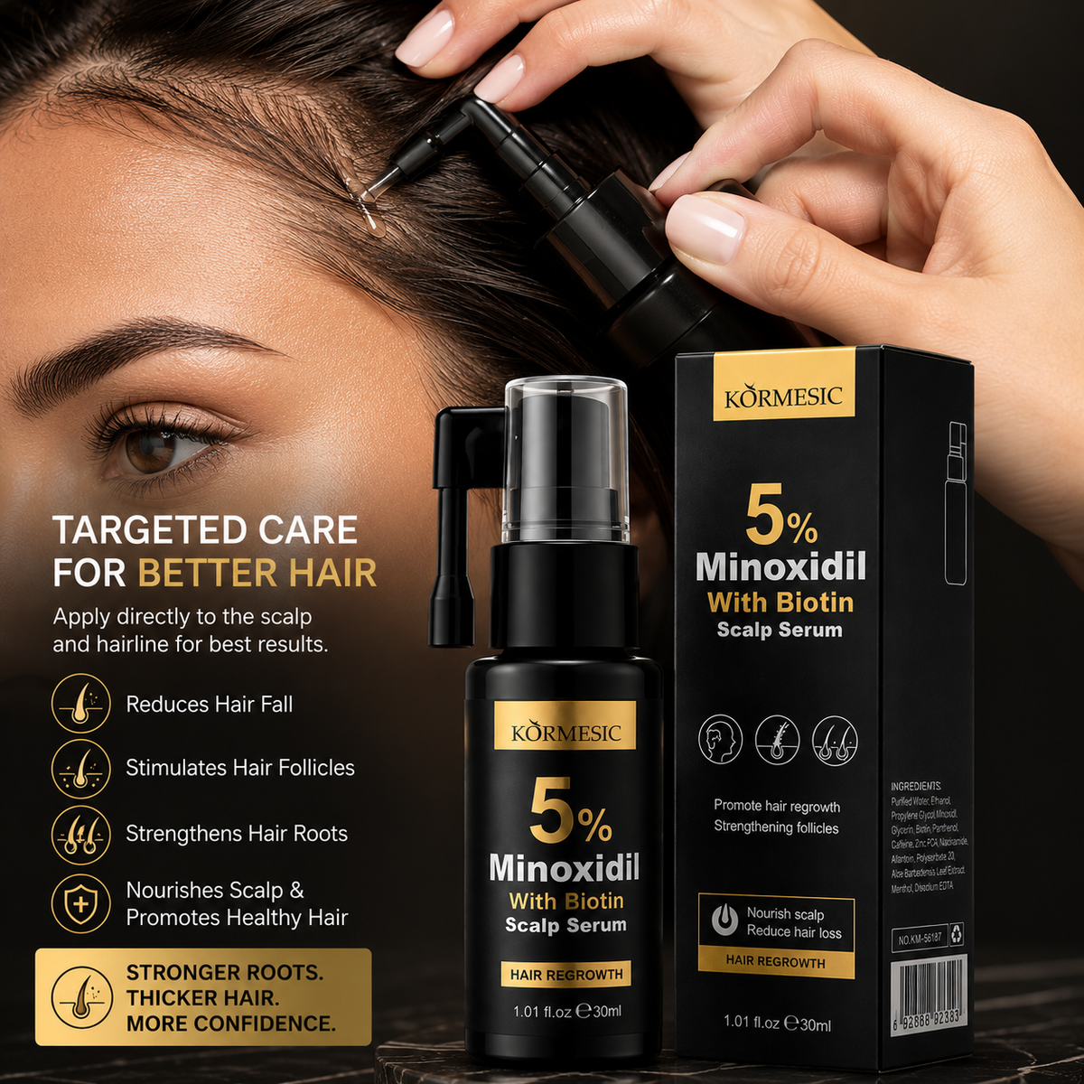 Kormesic 5% Minoxidil With Biotin – Advanced Hair Regrowth Scalp Serum