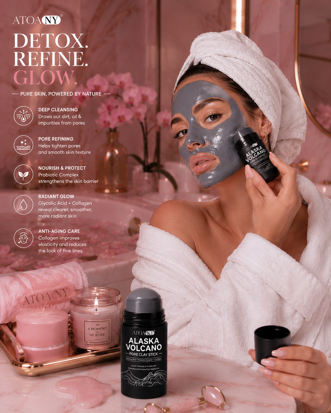 ATOANY Alaska Clay Purifying Facial Mask – Deep Cleansing, Pore Refining & Oil Control (40g)