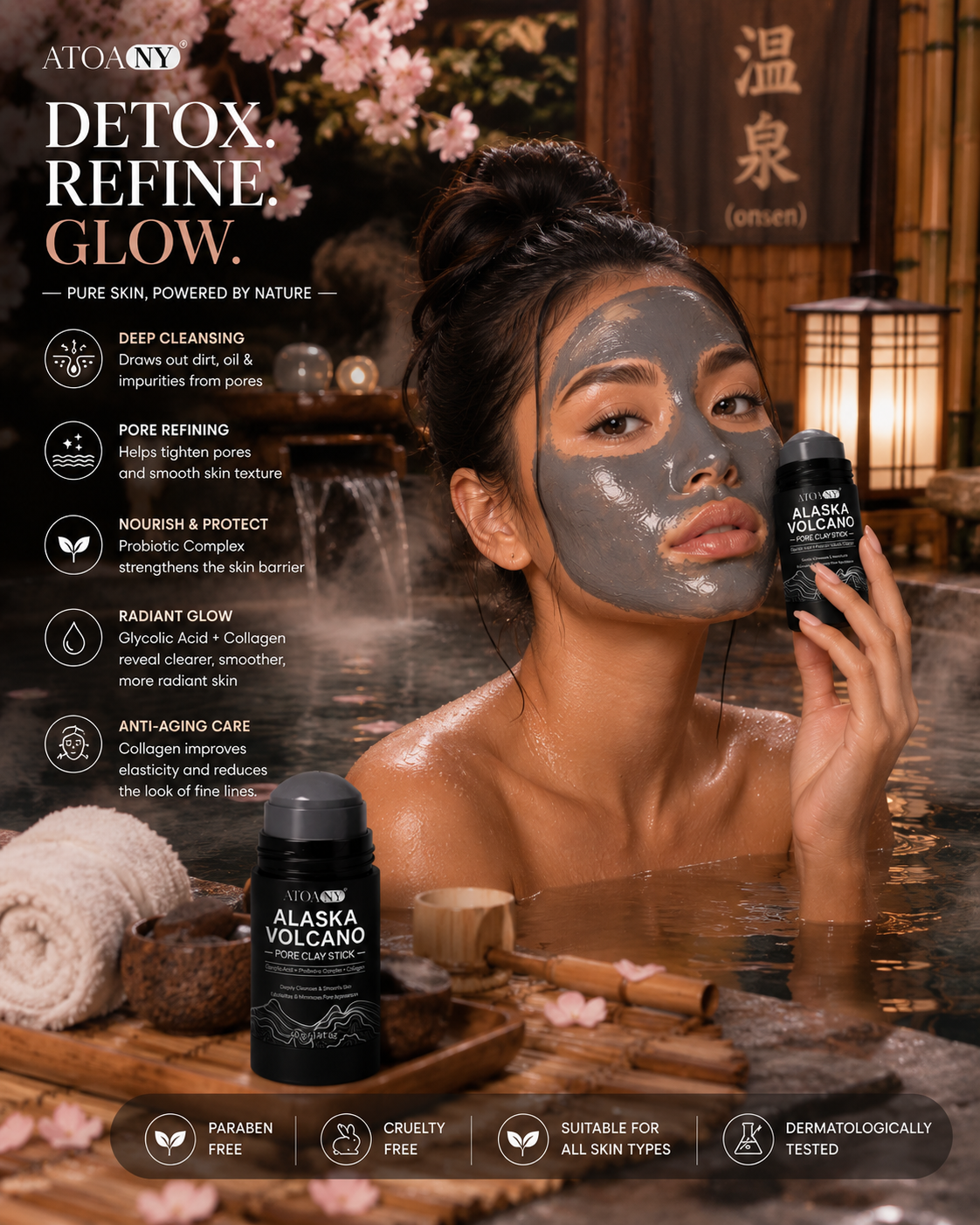 ATOANY Alaska Clay Purifying Facial Mask – Deep Cleansing, Pore Refining & Oil Control (40g)
