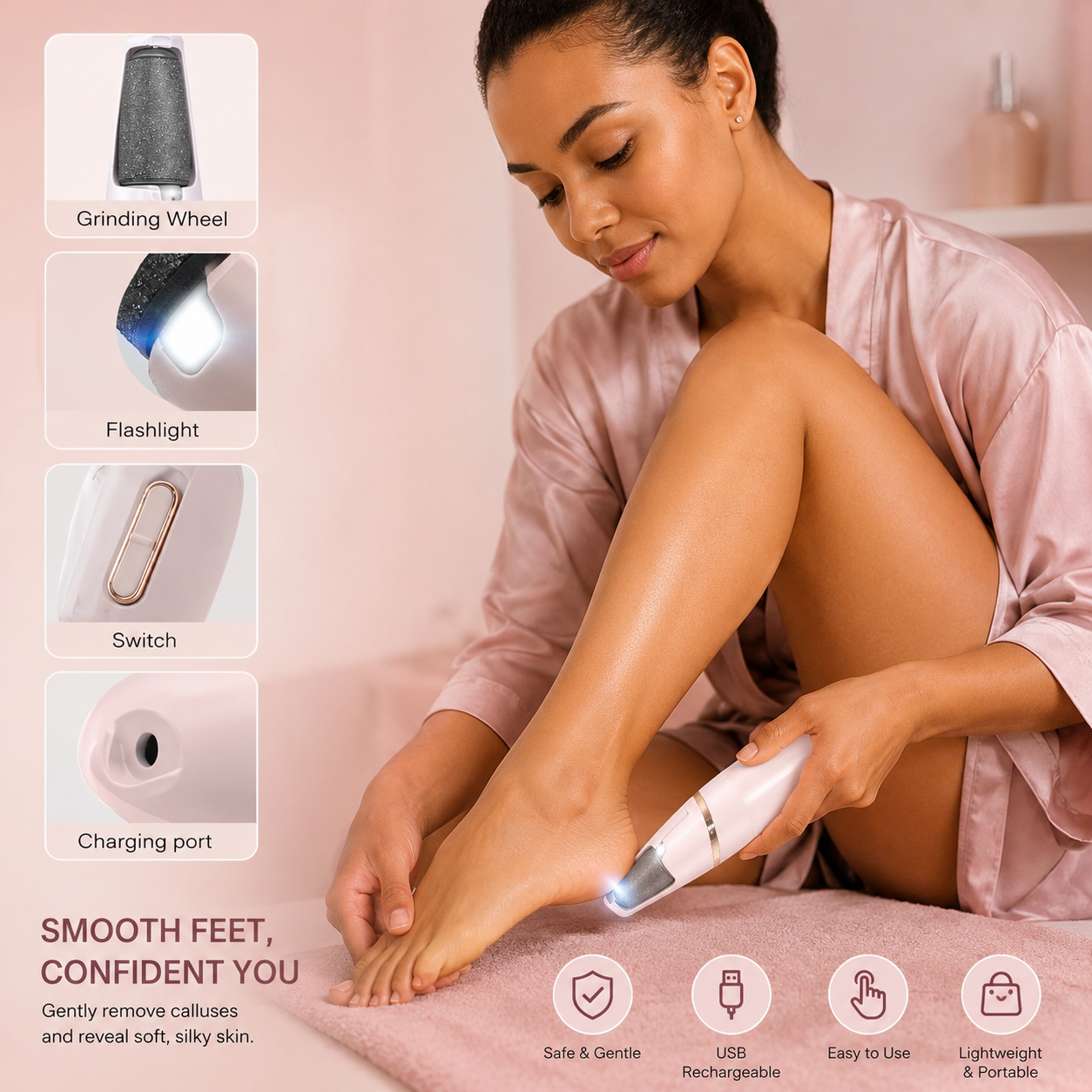 Rechargeable Electric Foot File Callus Remover for smooth soft feet