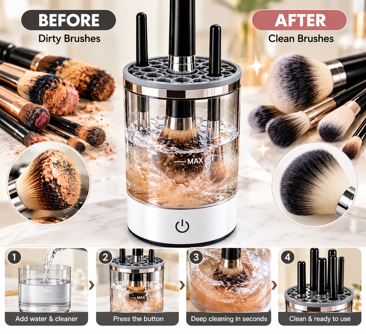Automatic Makeup Brush &amp; Beauty Blender Cleaner