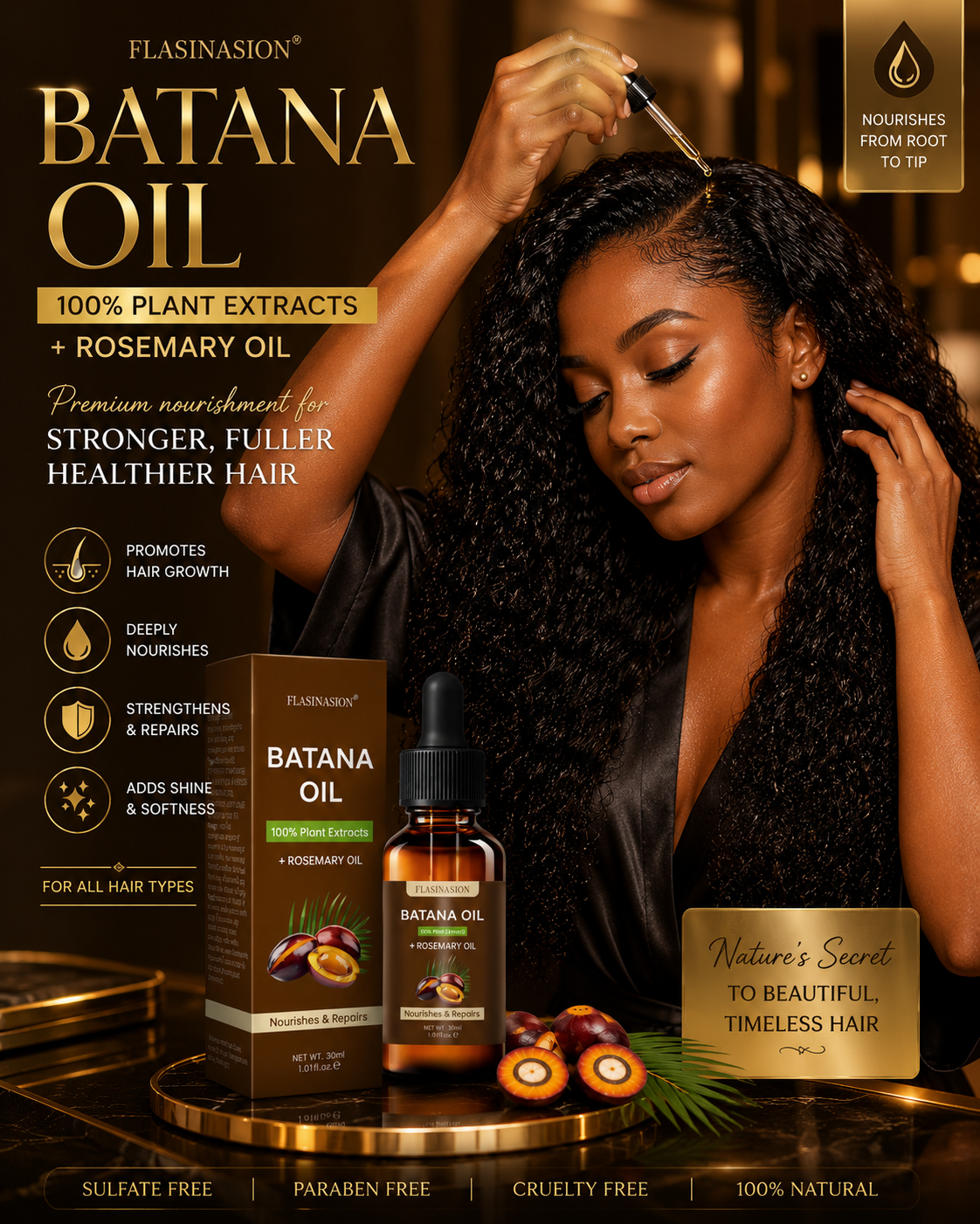 100% Organic Batana Hair Growth Oil with Rosemary 30ml