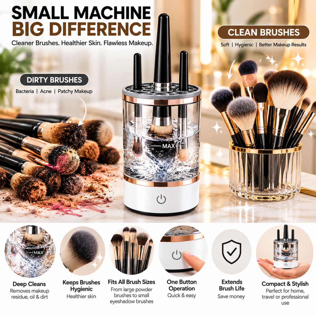 Automatic Makeup Brush &amp; Beauty Blender Cleaner