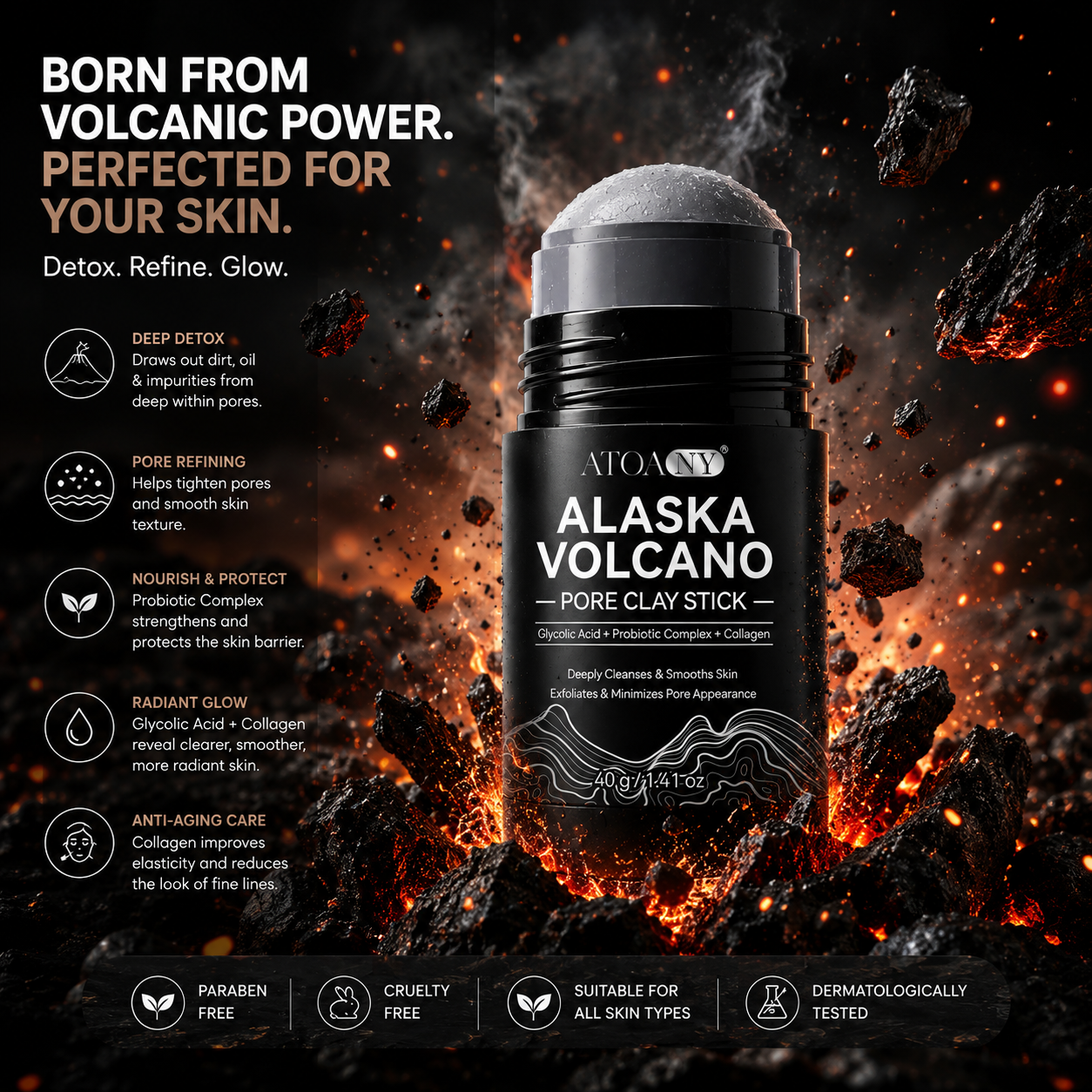 ATOANY Alaska Clay Purifying Facial Mask – Deep Cleansing, Pore Refining & Oil Control (40g)