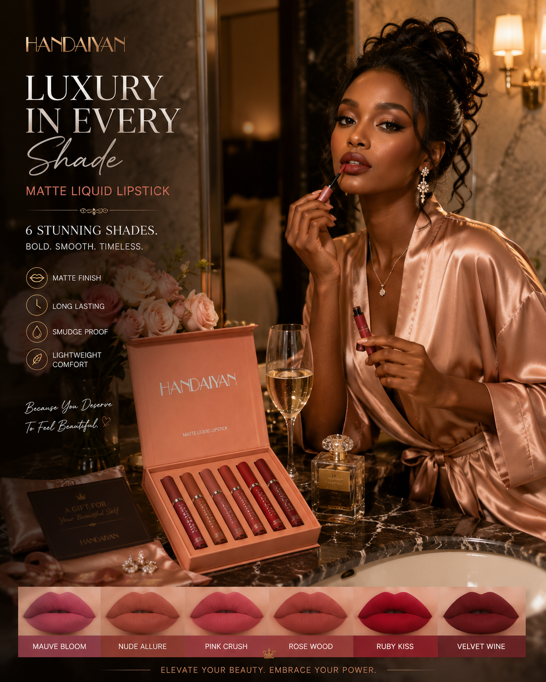 6pc Handaiyan Matte Lipstick Set A